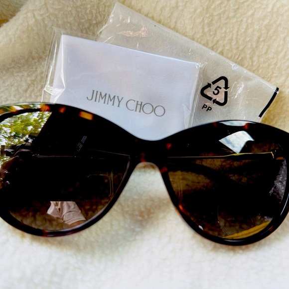 JIMMY CHOO Sunglasses Brown Tortoise & Gold - Picture 1 of 5